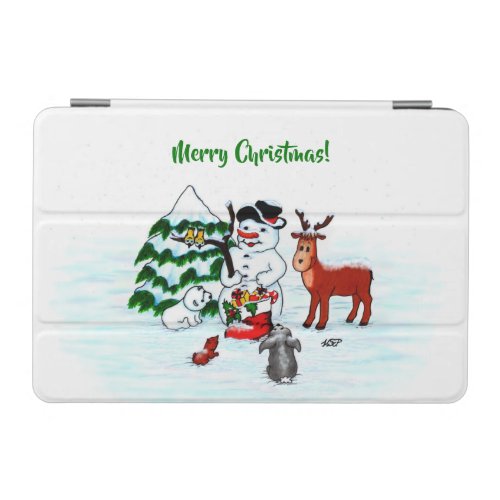 Merry Christmas Snowman with Friends iPad Mini Cover