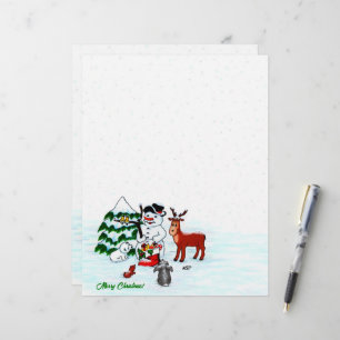 Merry Christmas! Snowman with Friends Letterhead