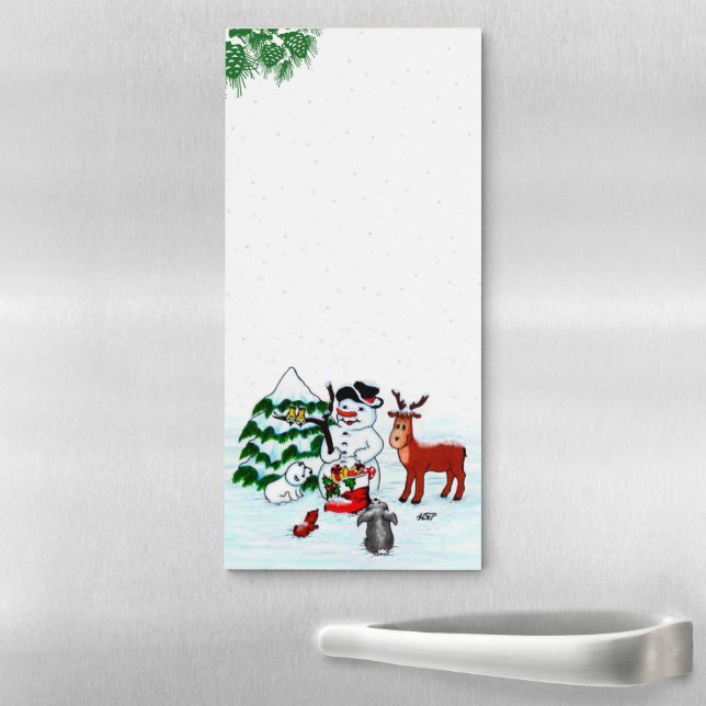 Merry Christmas! Snowman with Friends Magnetic Notepad (In Situ)