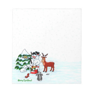 Merry Christmas! Snowman with Friends Notepad