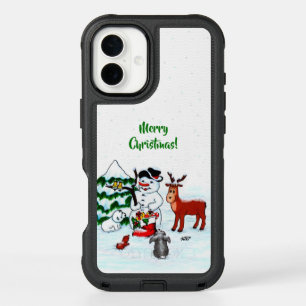 Merry Christmas! Snowman with Friends iPhone 16 Plus Case