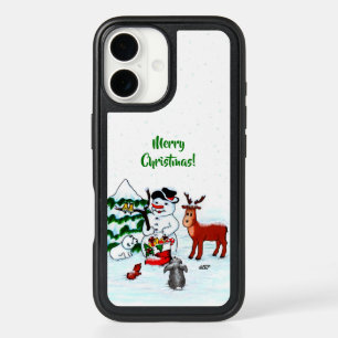 Merry Christmas! Snowman with Friends iPhone 16 Case