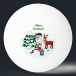 Merry Christmas! Snowman with Friends Ping Pong Ball<br><div class="desc">Merry Christmas! Snowman with Friends - Baby Polar Bear,  Birds,  Moose,  Rabbit,    ~~~ colored pencil drawing by Krisi ArtKSZP ~~~ Store Category >>> Merry Christmas for Kids >>> Snowman with Friends</div>