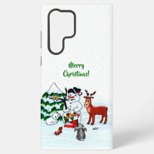 Merry Christmas! Snowman with Friends Samsung Galaxy S22 Ultra Case