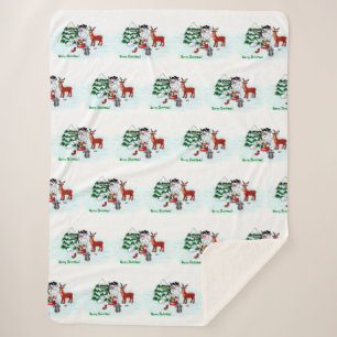 Merry Christmas! Snowman with Friends Sherpa Blanket