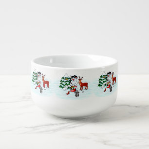 Merry Christmas! Snowman with Friends Soup Mug