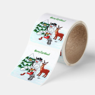 Merry Christmas! Snowman with Friends Square Sticker