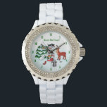 Merry Christmas! Snowman with Friends Watch<br><div class="desc">Merry Christmas! Snowman with Friends - Baby Polar Bear,  Birds,  Moose,  Rabbit,    ~~~ colored pencil drawing by Krisi ArtKSZP ~~~ Store Category >>> Merry Christmas for Kids >>> Snowman with Friends</div>