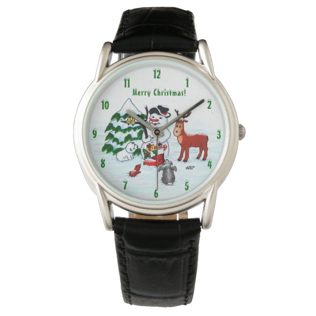 Merry Christmas! Snowman with Friends Watch (Front)