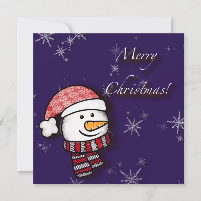 Merry Christmas, snowman with knitted clothes (Front)