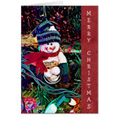 Merry Christmas Snowman with Snowballs Card (Front)