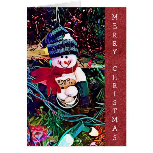Merry Christmas Snowman with Snowballs Card (Front)