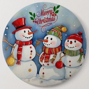 Merry Christmas, Snowmen Celebration Button