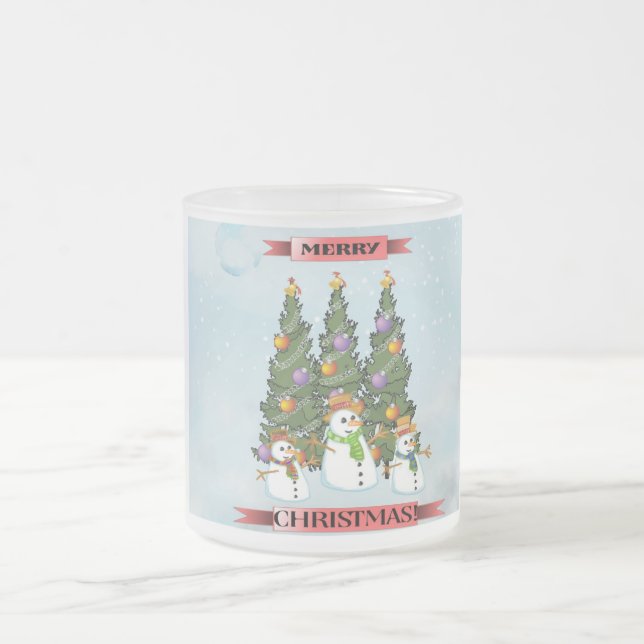 Merry Christmas Snowmen Christmas Tree Coffee Mug (Center)