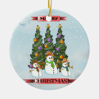 Merry Christmas Snowmen Christmas Tree Ornament