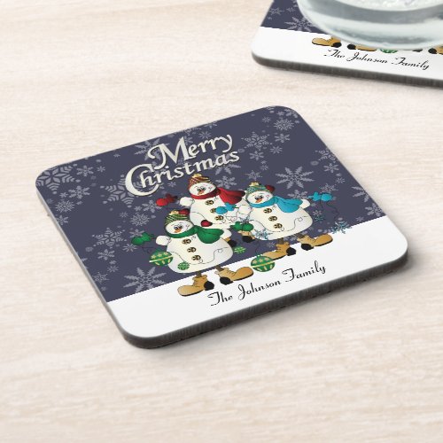 Merry Christmas Snowmen Pals  Christmas Coaster