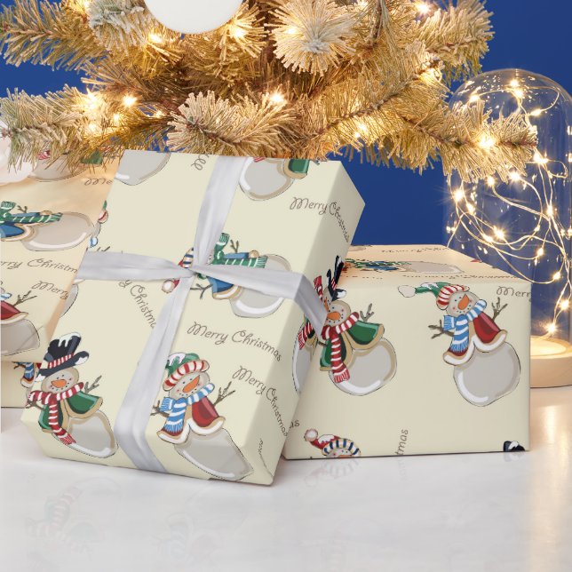 Merry Christmas Snowmen Wrapping Paper (Holidays)