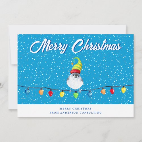Merry Christmas Snowy Bird Business  Holiday Card