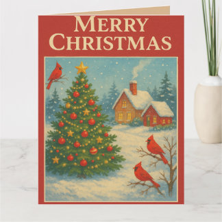 Merry Christmas Snowy Cardinal Greetings Card