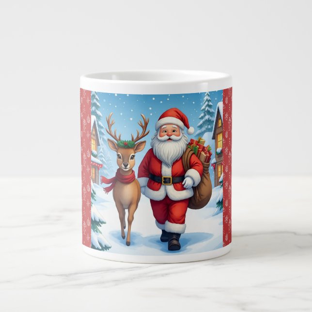 Merry Christmas, Snowy Christmas Wonderland Giant Coffee Mug (Front)