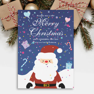 Merry Christmas Snowy Cute Santa No Photo Festive Holiday Card