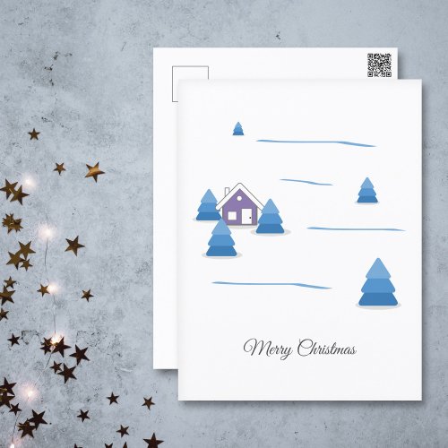 Merry Christmas  Snowy Landscape Postcard