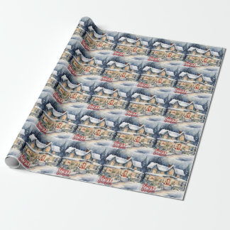 Merry Christmas Snowy Night Wrapping Paper