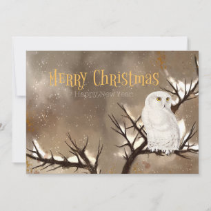 Merry Christmas Snowy Owl Holiday Card