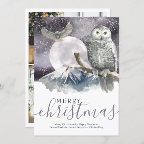 Merry Christmas Snowy Owl Personalized Holiday Card