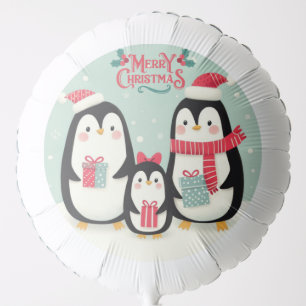 Merry Christmas snowy penguins Balloon
