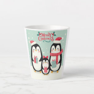 Merry Christmas snowy penguins Latte Mug