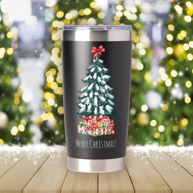 Merry Christmas Snowy Pine Tree Insulated Tumbler (Creator Uploaded)