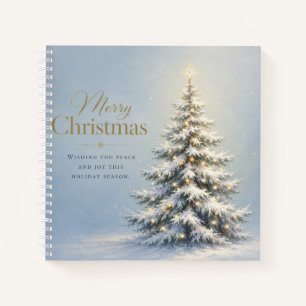 Merry Christmas Snowy Pine Tree Notebook
