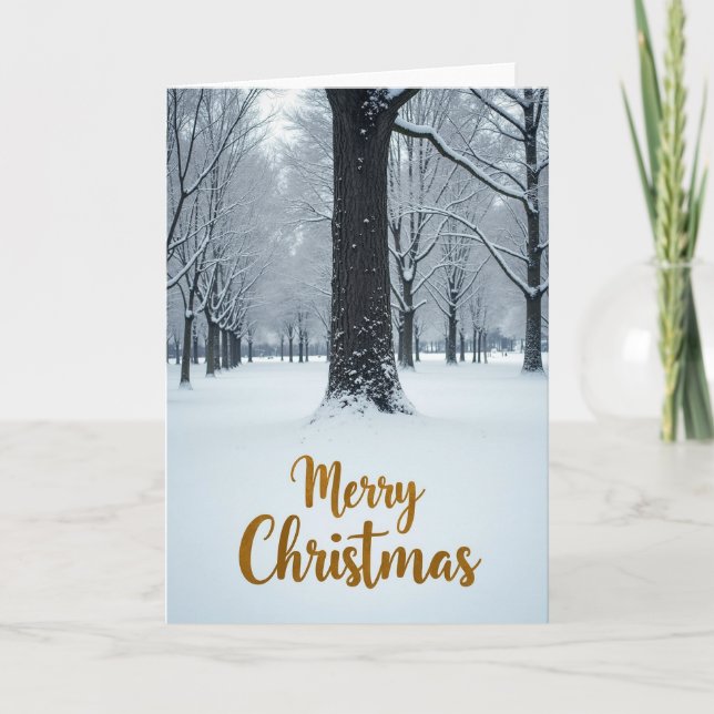 Merry Christmas Snowy Trees Card (Front)