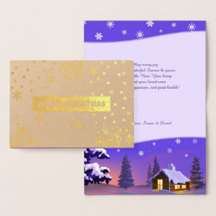 Merry Christmas. Snowy Village Luxury Foil Card
