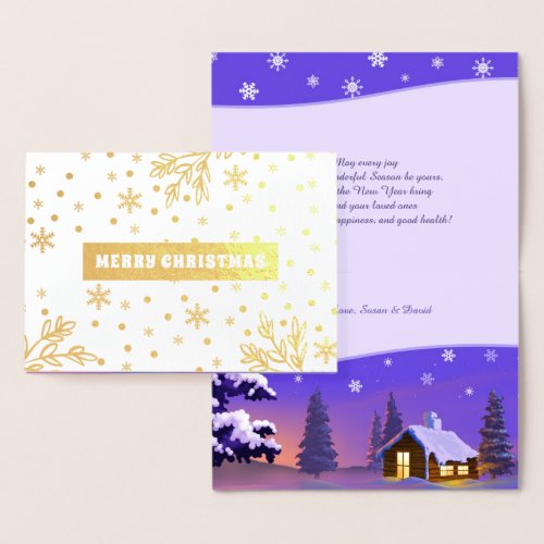 Merry Christmas Snowy Village Luxury  Foil Card