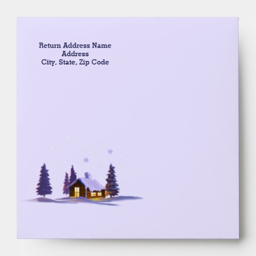 Merry Christmas Snowy Village Painting Custom  Envelope