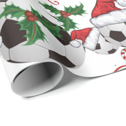 Merry Christmas Soccer Ball Santa Wrapping Paper 
