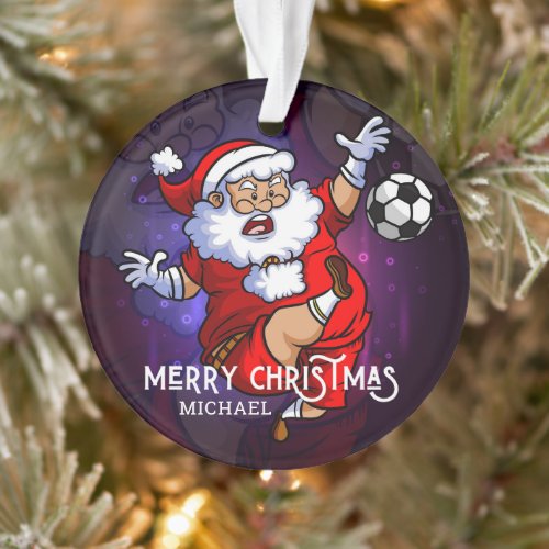 Merry Christmas Soccer Football Santa Personalized Ornament