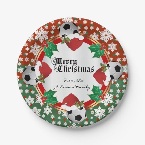 Merry Christmas Soccer Lovers Paper Plates