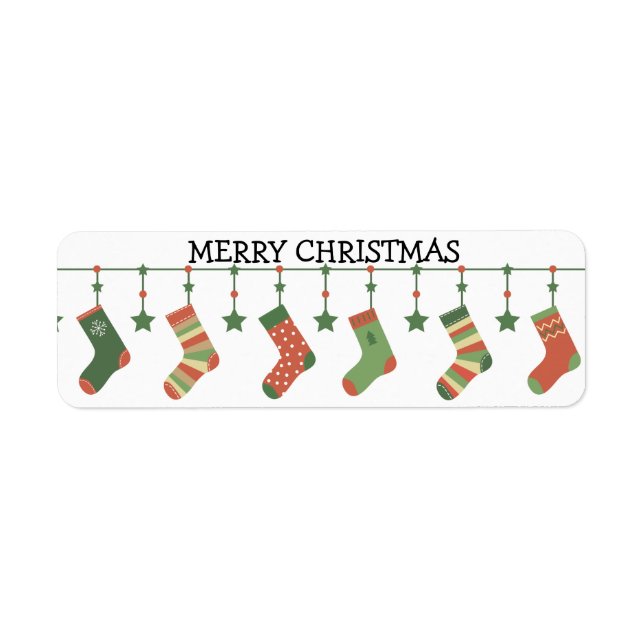 Merry Christmas Socks hanging seasonal garland  Label (Front)