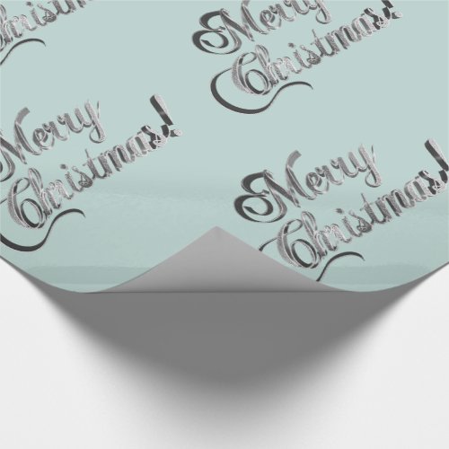 Merry Christmas Soft Green Turquoise Silver Gray Wrapping Paper