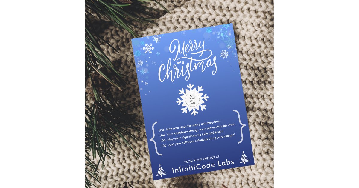 Merry Christmas Software Development Company Logo Holiday Card | Zazzle