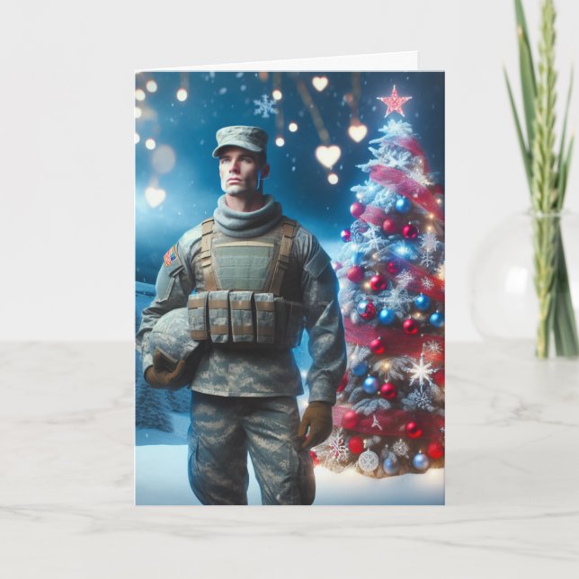 Merry Christmas Soldier -  Folded Greeting Card (Front)