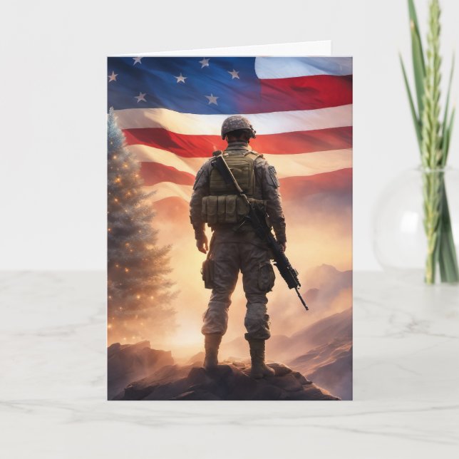 Merry Christmas Soldier -  Folded Greeting Card (Front)