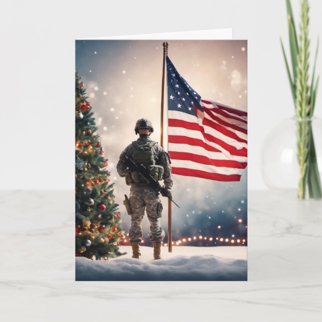 Merry Christmas Soldier - Folded Greeting Card (Front)