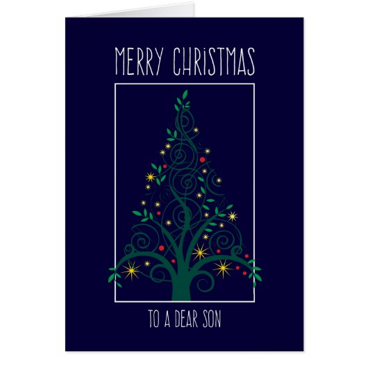 Merry Christmas Son, Colorful Tree Swirls (Front)