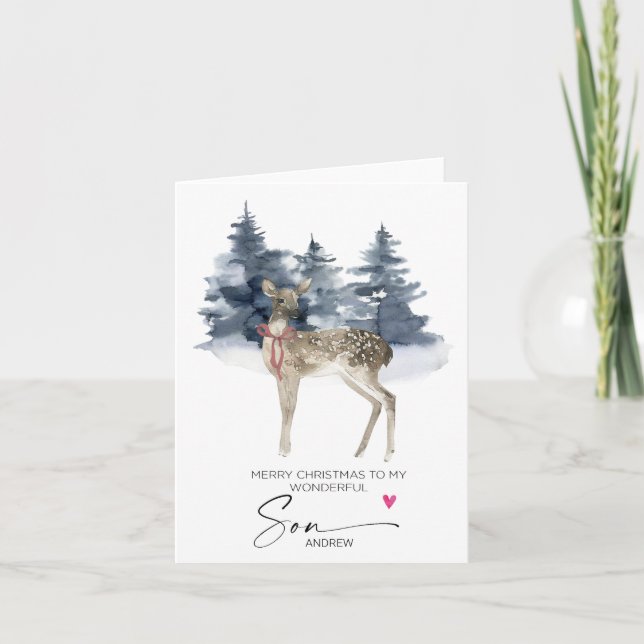 Merry Christmas Son from Mother Mom Dad Parents Card (Front)