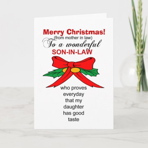 Merry Christmas son in law Card