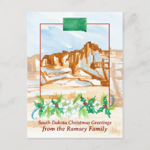 Merry Christmas South Dakota Badlands Winter Holiday Postcard